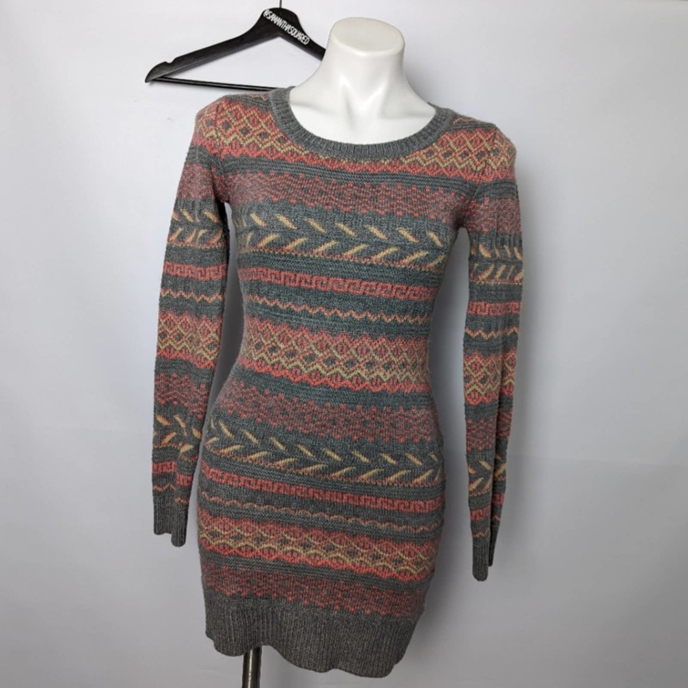 Pink Rose Fair Isle Sweater Dress Sz Small